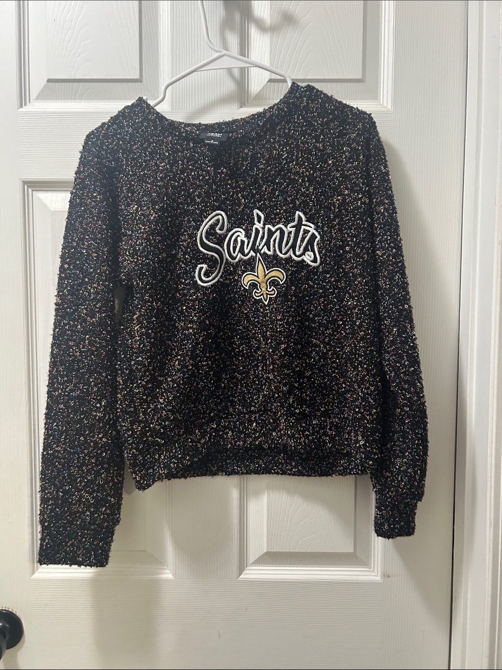 NFL Team Apparel Black Sweater with Multicolor Loop Accents